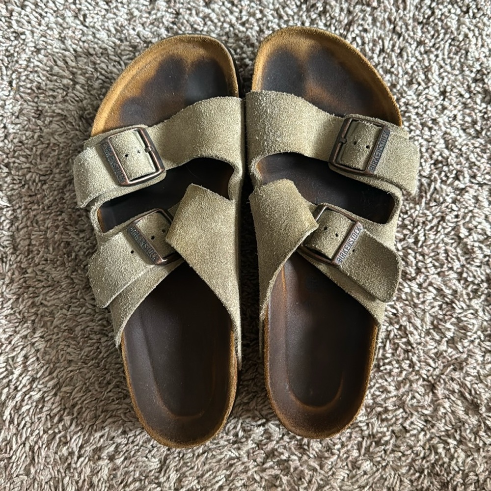 Tan Suede Birkenstock Arizona Sandals